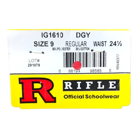 Rifle Boys Size 9 Regular Waist 24 1/2 Gray School Uniform - Picture 5 of 5